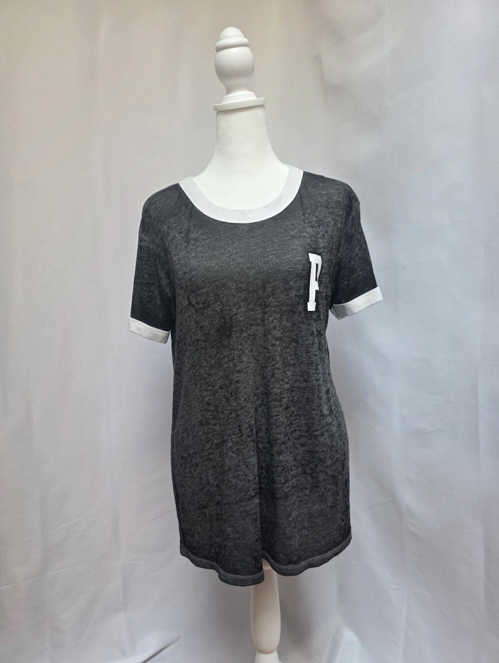 Victoria's Secret PINK Gray Sheer Burnout Ringer Tee Shirt Small